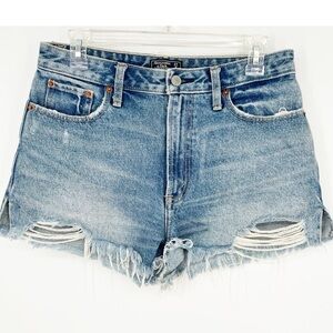 Abercrombie & Fitch Annie High Rise Blue Distressed Jean Shorts‎ 27 / 4
